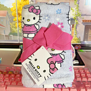 Hello Kitty Hand Towels Pink Flower Daisy Blue 16" x 28" 2024 Sanrio 2 Pack